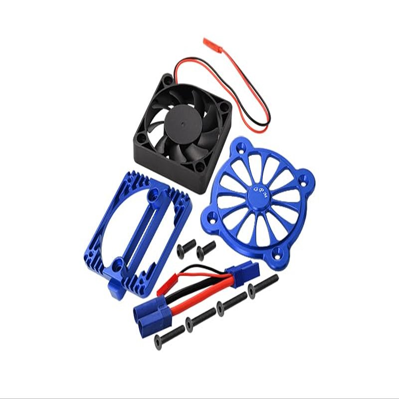 Aluminum Motor Heatsink with Cooling Fan for Arrma 1:10 KRATON 4S / Big Rock V3 3S / VORTEKS 3S / SENTON 3S / 1:8 Vendetta 3S - 1 Set Blue