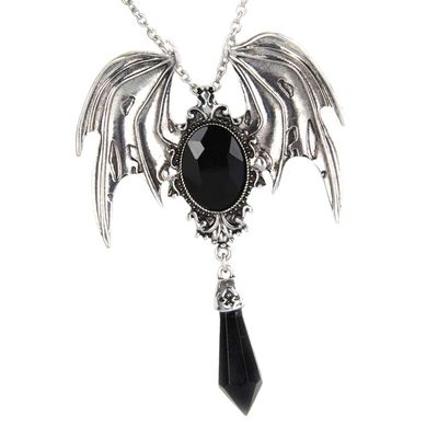 FUNZZY Halloween Bat Necklace Gothic Gemstone Pendant Neck Jewelry Cosplay Props Halloween Party Supplies