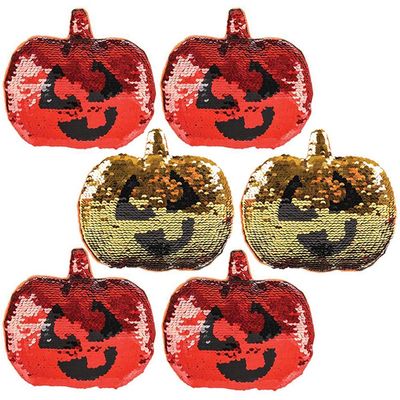 6 Pieces Flip Sequins Pumpkin Halloween Toys, Halloween Squishy Toys, Soft Stuffed Toys with Color-Changing Sequins, Fun Halloween Party Favors for Kids, Halloween Goodie Bag fillers
