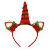Needzo Christmas Unicorn Headband with Jingle Bells, Festive Holiday Reindeer Party Accessory, Red and Green, One Size Fits Most view 1