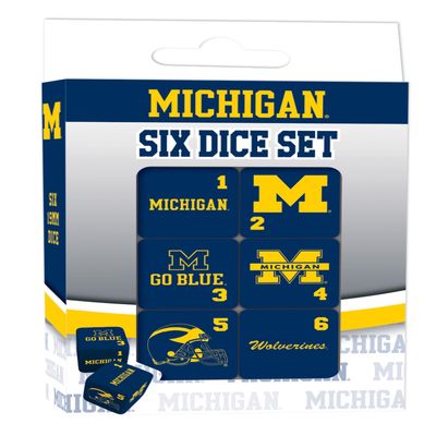 Masterpieces Game Day - NCAA Michigan Wolverines - 6 Piece Team Logo Dice Set - D6 Standard Size