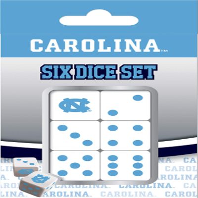 Masterpieces Game Day - NCAA UNC Tar Heels - 6 Piece Team Logo Dice Set - D6 Standard Size
