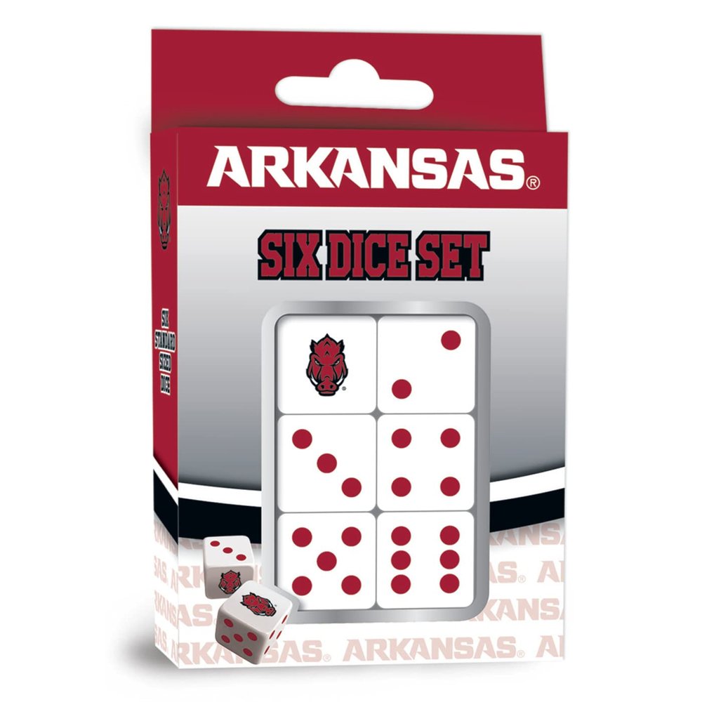 Masterpieces Game Day - NCAA Arkansas Razorbacks - 6 Piece Team Logo Dice Set - D6 Standard Size