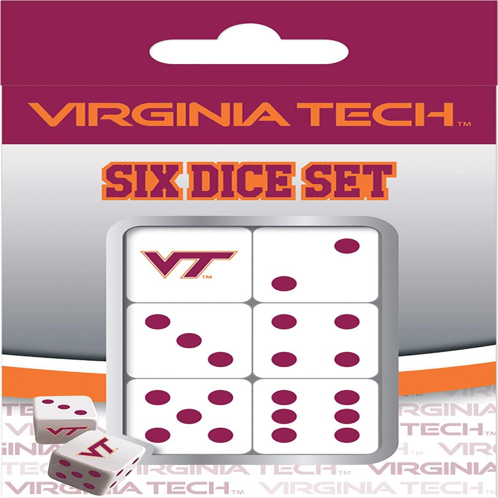 MasterPieces Game Day - NCAA Virginia Tech Hokies - 6 Piece Team Logo Dice Set - D6 Standard Size