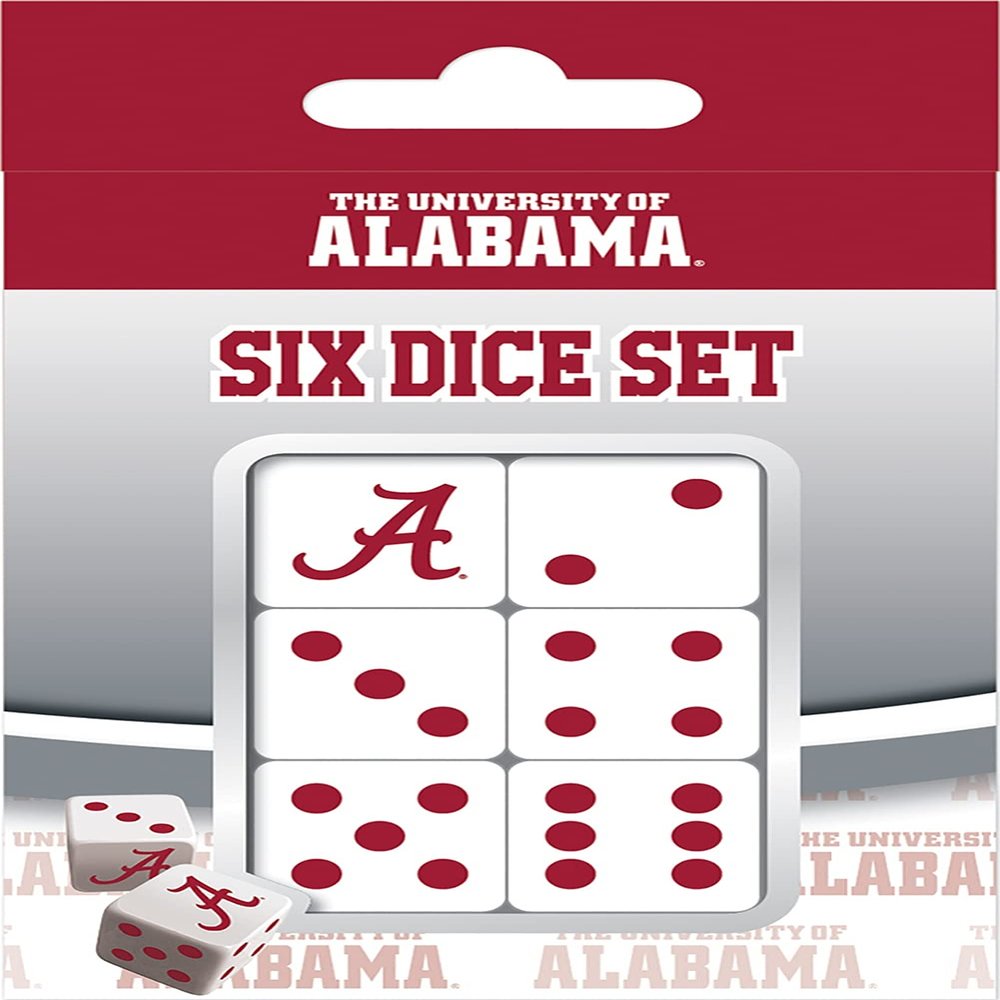 MasterPieces Game Day - NCAA Alabama Crimson Tide - 6 Piece Team Logo Dice Set - D6 Standard Size