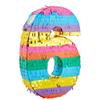 BLUE PANDA Rainbow Number 6 Pinata - Sturdy Corrugated Build & Easy Hang for Fiesta Party - Candy Filled 6th Birthday Party Surprise - Vibrant Tie-Dye Items for Kids - Small (16.5x11x3 In), Blue/White view 1
