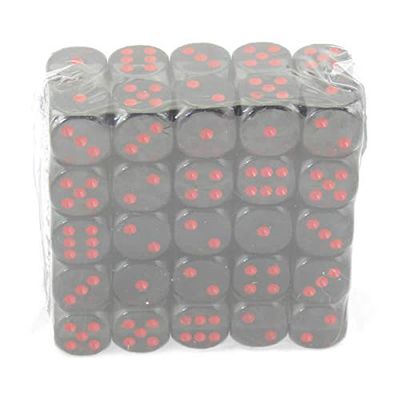 Smoke Translucent Dice with Red Pips D6 16mm (5/8in) Pack of 50 Wondertrail
