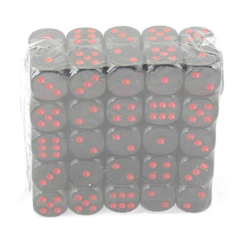 Smoke Translucent Dice with Red Pips D6 16mm (5/8in) Pack of 50 Wondertrail