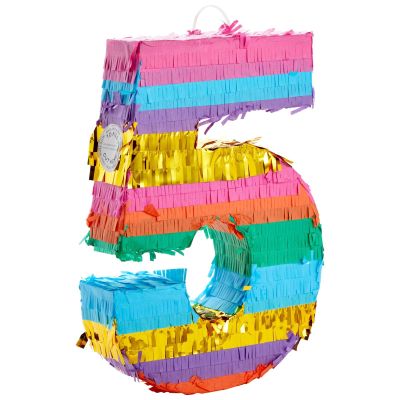 BLUE PANDA Rainbow Number 5 Pinata - Small, Multicolored, 12 x 16.5 x 3 In - Pinata for Kids Birthday Party & Fiesta Decoration