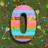 Blue Panda Rainbow Pinata Number 0 Butterfly Design - 11.4 x 16.5 x 3 in, Multicolored - Easy-Fill Corrugated Paper Construction - Birthday Celebrations & Rainbow Party Supplies view 2