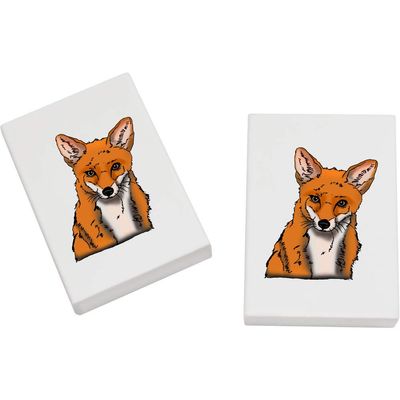 Azeeda 2 x 45mm 'Fox Face' Erasers/Rubbers (ER00024644)