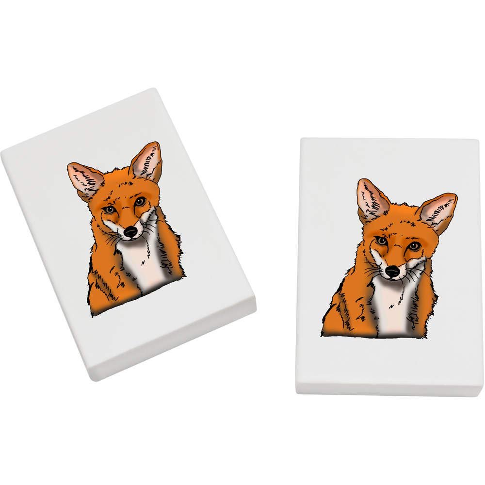 Azeeda 2 x 45mm 'Fox Face' Erasers/Rubbers (ER00024644)