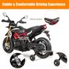 Costzon 12V Kids Motorcycle, Licensed Aprilia Electric Motorcycle Ride On Toy w/Training Wheels, Spring Suspension, LED Lights, Sounds & Music, MP3, Battery Powered Dirt Bike for Boys & Girls, Black view 4