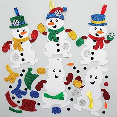 Baker Ross AX516 Snowman Mix & Match Tree Decoration Kits - Pack of 8, Christmas Arts and Crafts and Christmas Decorations for Kids