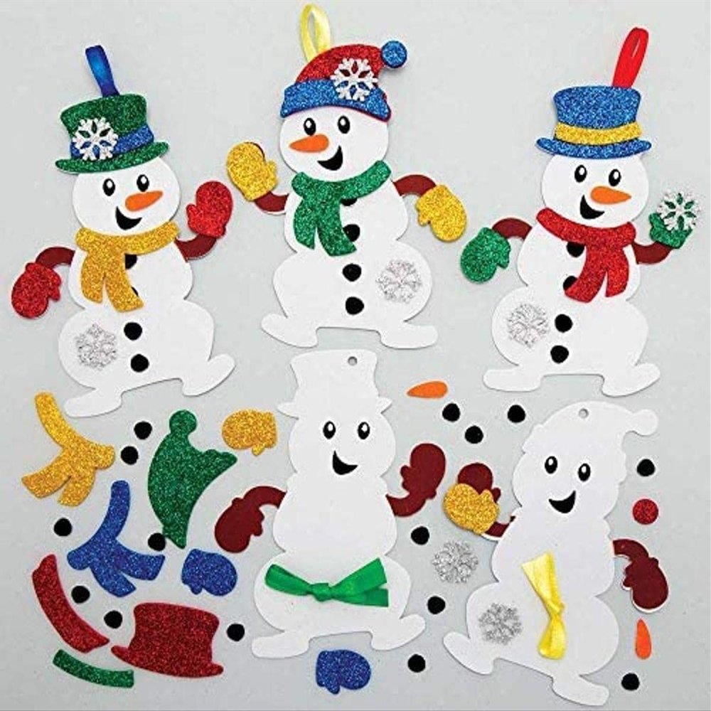 Baker Ross AX516 Snowman Mix & Match Tree Decoration Kits - Pack of 8, Christmas Arts and Crafts and Christmas Decorations for Kids