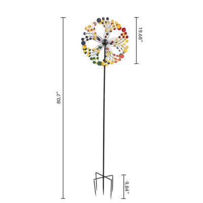 Long & Bright Multicolored Windmill Round Shape Garden and Yard Decoration Outdoor Recreation