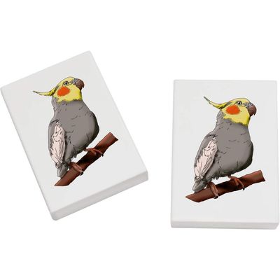 Azeeda 2 x 45mm 'Cockatiel' Erasers/Rubbers (ER00024643)
