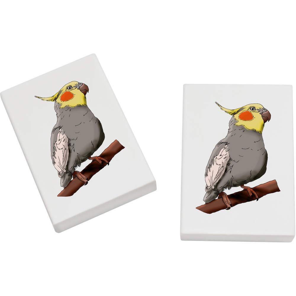 Azeeda 2 x 45mm 'Cockatiel' Erasers/Rubbers (ER00024643)