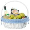White Round Willow Wicker Gift Basket with Blue Gingham Liner & Handle, Large Decorative Foraging, Picnic, Storage Basket view 4