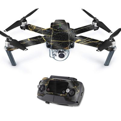 MightySkins Glossy Glitter Skin for DJI Mavic Pro Quadcopter Drone - Black Gold Marble | Protective, Durable High-Gloss Glitter Finish | Easy to Apply, Remove, and Change Styles | Made in The USA
