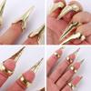 Minkissy 10pcs Halloween Costume Claws Fake Finger Nail Tip Rings Halloween Cosplay Props Party Supplies Bronze view 4