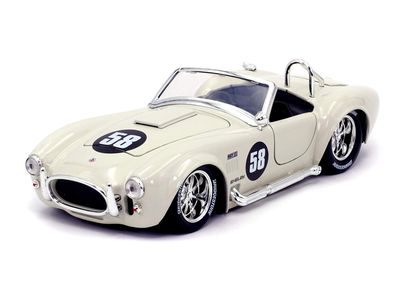 Jada Toys Bigtime Muscle 1:24 1965 Shelby Cobra 427 S/C Die-cast Car White, Toys for Kids and Adults