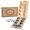 AMEROUS Wooden Mancala Board Game Set - Folding Board - Multi Color Glass Stones - Gift Package - Mancala Instructions, Portable Travel Board Game for Kids and Adults view 1