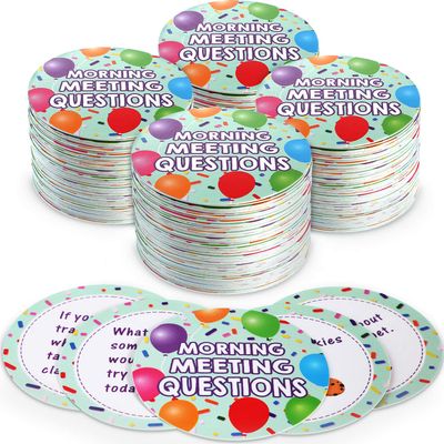 50 Morning Meeting Chips Questions Cards for Students, Classroom Questions Ideas Cards Conversation Starter for Classroom Activity Improve Communication Listening Skill Supplies(Cute)