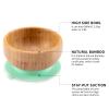 Baby Bamboo Suction Plate, Bowl and Spoon Set, Wooden Feeding Set for Toddler 1-3 Year Old, Silicone Suction Sticks to Most High Chairs for Non Slip & Silicone Spoon Tips with Wood Handle view 2