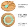 Baby Bamboo Suction Plate, Bowl and Spoon Set, Wooden Feeding Set for Toddler 1-3 Year Old, Silicone Suction Sticks to Most High Chairs for Non Slip & Silicone Spoon Tips with Wood Handle view 3