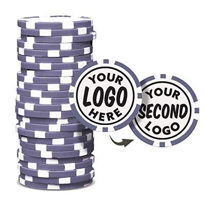 Clip Wipes Custom Poker Chips (50 Pack) | Personalized Monogram Logo Poker Chips - Your Custom Logo (Purple-50)