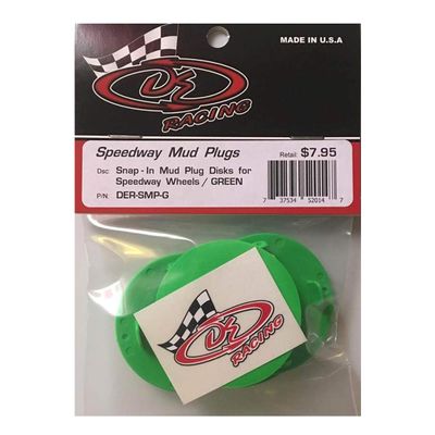 DE Racing DER-SMP-G Snap-in Mud Plugs Disk : Speedway Wheels Green (4)