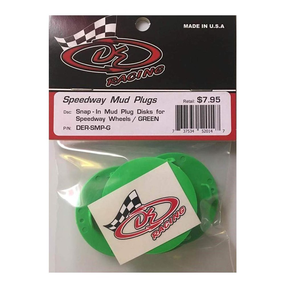 DE Racing DER-SMP-G Snap-in Mud Plugs Disk : Speedway Wheels Green (4)