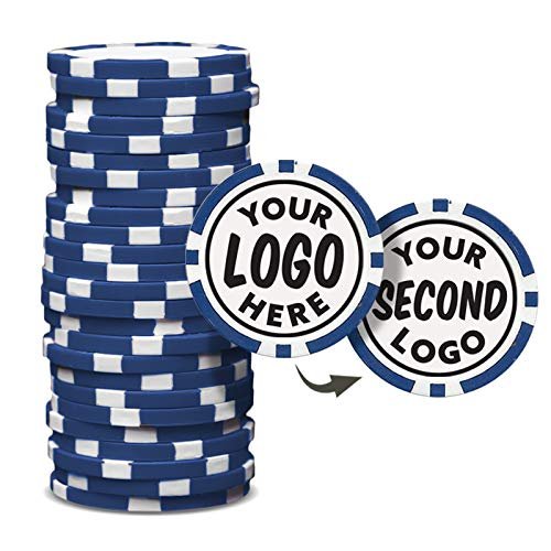 Clip Wipes Custom Poker Chips (50 Pack) | Personalized Monogram Logo Poker Chips - Your Custom Logo (Blue-50)