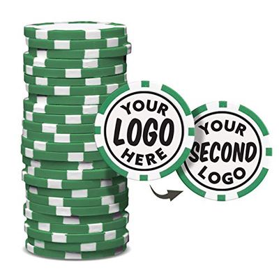 Clip Wipes Custom Poker Chips (50 Pack) | Personalized Monogram Logo Poker Chips - Your Custom Logo (Green-50)