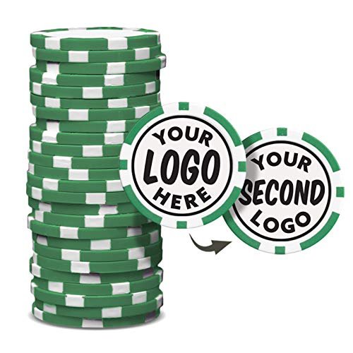 Clip Wipes Custom Poker Chips (50 Pack) | Personalized Monogram Logo Poker Chips - Your Custom Logo (Green-50)