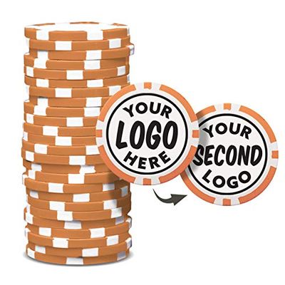 Clip Wipes Custom Poker Chips (50 Pack) | Personalized Monogram Logo Poker Chips - Your Custom Logo (Orange-50)
