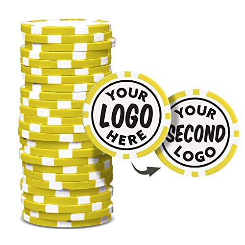 Clip Wipes Custom Poker Chips (50 Pack) | Personalized Monogram Logo Poker Chips - Your Custom Logo (Yellow-50)