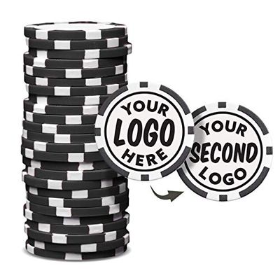 Clip Wipes Custom Poker Chips (50 Pack) | Personalized Monogram Logo Poker Chips - Your Custom Logo (Black-50)