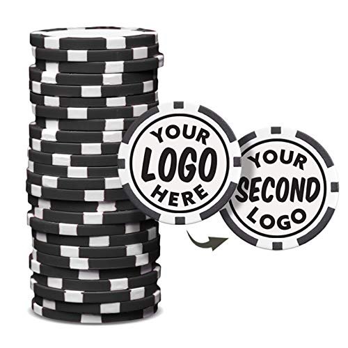 Clip Wipes Custom Poker Chips (50 Pack) | Personalized Monogram Logo Poker Chips - Your Custom Logo (Black-50)