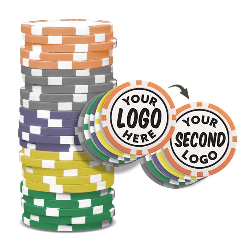 Clip Wipes Custom Poker Chips (50 Pack) | Personalized Monogram Logo Poker Chips - Your Custom Logo (Bright-50)