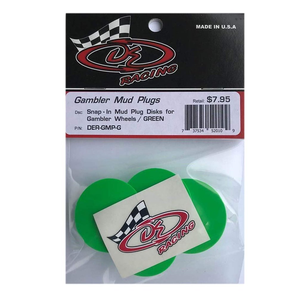 DE Racing DER-GMP-G Snap-in Mud Plugs Disk : Gambler Wheels Green (4)