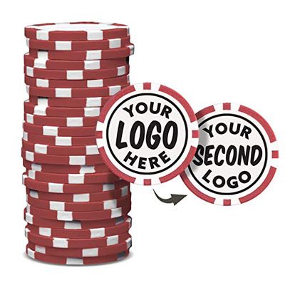 Clip Wipes Custom Poker Chips (50 Pack) | Personalized Monogram Logo Poker Chips - Your Custom Logo (Red-50)