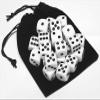 Cyber-Deals Set of 16mm Rounded Corners 6-Sided Opaque Pip Dice with Black Velvet Pouch ((25) White Pip Dice) view 1