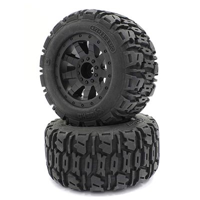 Kyosho NTTH001BK Premounted Tire w/Black Wheels (2Pcs) : Nitro Tracker