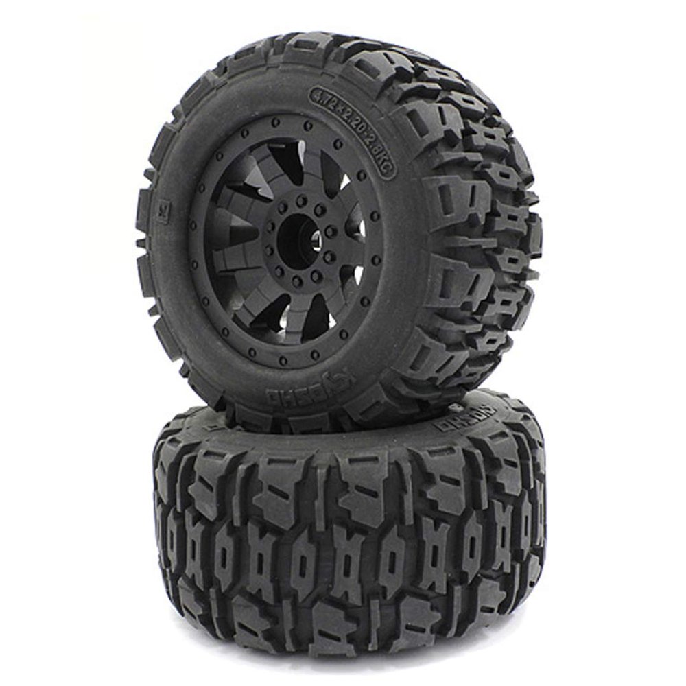 Kyosho NTTH001BK Premounted Tire w/Black Wheels (2Pcs) : Nitro Tracker