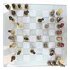 Ebros Gift Historical Themed Chess Set Egyptian Ptolemaic Pharaoh Army VS Augustus Caesar Roman Empire Centurions Resin Sculpted Chess Pieces with Checker Frosted Glass Board Gaming Set view 4