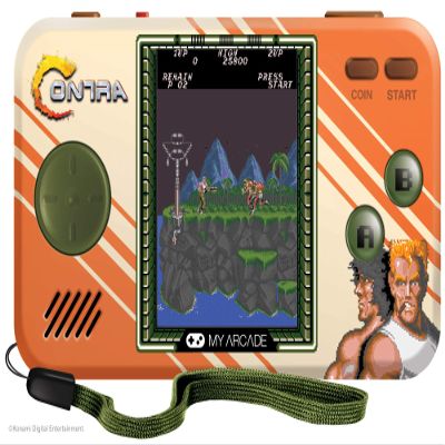 My Arcade Contra Pocket Player-2-in1, Contra and Super Contra, CO/VS Link (Included) for CO-OP Action, Full Color Display, Volume Controls, Headphone Jack, Battery or Micro USB Powered (DGUNL-3281)