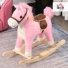 HOMCOM Children's Rocking Horse Baby Rocking Animal Horse with Animal Sounds Toy Handles for 36-72 Months Plush Pink 65 x 32.5 x 61 cm view 2