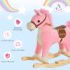 HOMCOM Children's Rocking Horse Baby Rocking Animal Horse with Animal Sounds Toy Handles for 36-72 Months Plush Pink 65 x 32.5 x 61 cm view 3